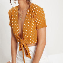 Load image into Gallery viewer, Tie Front Deep V Neck Crop Top
