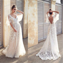 Load image into Gallery viewer, Long Evening Party Beach Lace Dress Short Sleeve Dress

