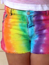 Load image into Gallery viewer, Women&#39;s Rainbow Tie-Dye Print Shorts
