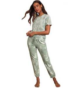Charming Elastic Waist Pajamas Tie Dye Paint Girl's High Grade Set