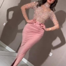 Load image into Gallery viewer, Long Sleeve Sequin Wrap Evening Dress
