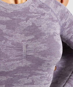 Camouflage Seamless Long Sleeve Crop Top