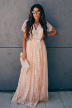 Load image into Gallery viewer, Fill Your Heart Pink Lace Maxi Dress
