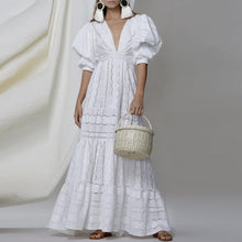 Load image into Gallery viewer, Women Elegant Ladies Long White  V-Neck Evening Dress
