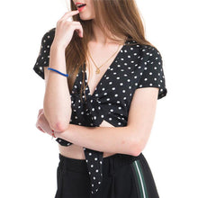 Load image into Gallery viewer, Tie Front Deep V Neck Crop Top
