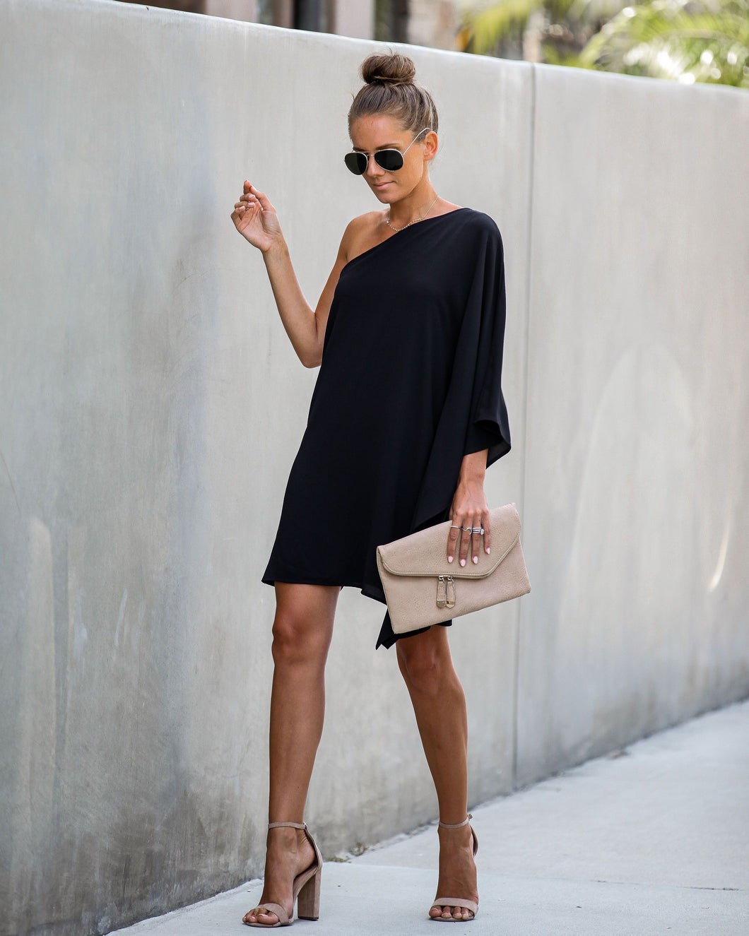 Side To Side One Shoulder Statement Dress - Black