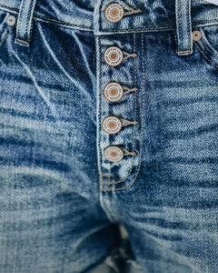 High Rise Cuffed Denim Shorts
