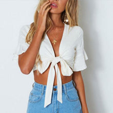 Load image into Gallery viewer, New Fashion Women Casual Tank Crop Tops Vest  Off Shoulder short Sleeve T-Shirt sexy
