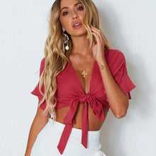 Load image into Gallery viewer, New Fashion Women Casual Tank Crop Tops Vest  Off Shoulder short Sleeve T-Shirt sexy
