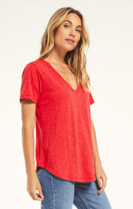 Airy Slub Short Sleeve V-Neck Tee
