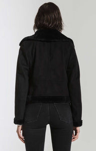 Eva Faux Suede with Fur Moto Jacket By Rag Poets