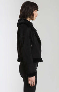 Eva Faux Suede with Fur Moto Jacket By Rag Poets