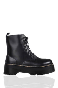 Black Platform Military Lace Up Boots