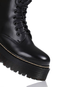Black Platform Military Lace Up Boots
