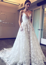 Load image into Gallery viewer, Spaghetti Straps Lace Wedding Dress
