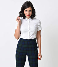 Load image into Gallery viewer, White Collared Short Sleeve Button Up Blouse
