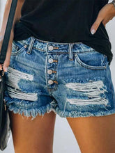 Load image into Gallery viewer, American Flag Printed Ripped Denim Shorts

