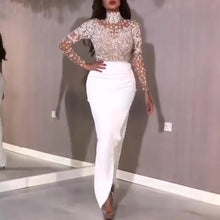 Load image into Gallery viewer, Long Sleeve Sequin Wrap Evening Dress
