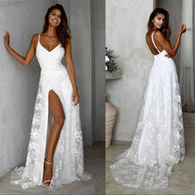Load image into Gallery viewer, Wedding Bride Sling Dress White  High Slit Evening Party Women
