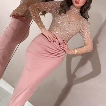 Load image into Gallery viewer, Retro Paillette Slit Wrinkle Evening Dress
