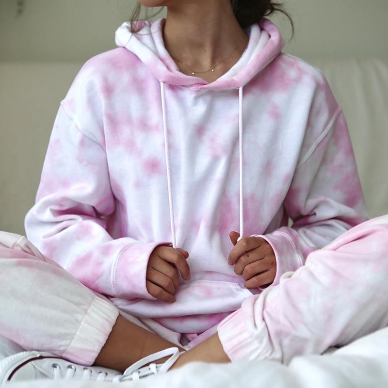 Tie-dye Long Sleeve Hoodie Two-piece Set