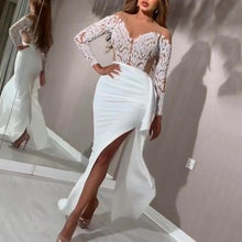 Load image into Gallery viewer, Long Sleeve Sequin Split Wrap Evening Dress
