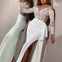 Load image into Gallery viewer, Long Sleeve Sequin Split Wrap Evening Dress
