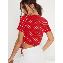 Load image into Gallery viewer, Tie Front Deep V Neck Crop Top
