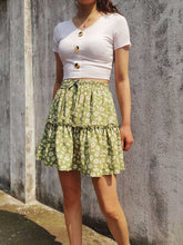 Load image into Gallery viewer, Classic Tie Front High Waisted Elastic Waist Ruffle Skirt
