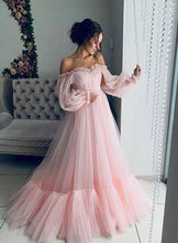 Load image into Gallery viewer, Ball Gown Blue Tulle Prom Dresses
