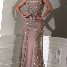 Load image into Gallery viewer, Elegant V-Neck Sleeveless Two Wear Evening Dress
