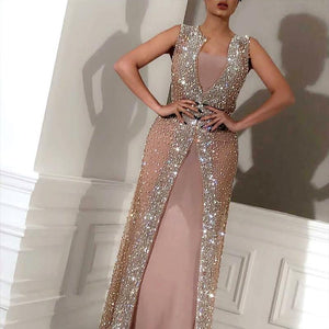 Elegant V-Neck Sleeveless Two Wear Evening Dress