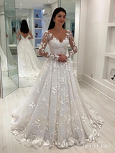 Load image into Gallery viewer, Long Sleeve Vintage Lace Wedding Dresses
