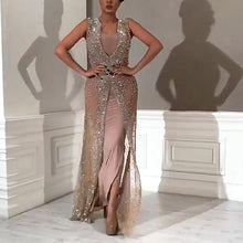 Load image into Gallery viewer, Elegant V-Neck Sleeveless Two Wear Evening Dress

