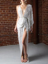 Load image into Gallery viewer, Slit Shimmer Sheath Elegant Prom Maxi Dress
