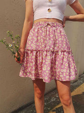 Load image into Gallery viewer, Classic Tie Front High Waisted Elastic Waist Ruffle Skirt
