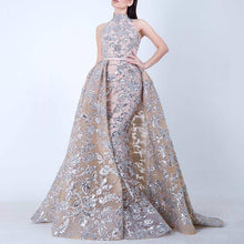 Load image into Gallery viewer, Round Neck Sleeveless Printing Evening Dress
