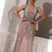 Load image into Gallery viewer, Elegant V-Neck Sleeveless Two Wear Evening Dress
