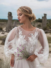 Load image into Gallery viewer, See Through Bodice Appliques Tulle Lace Bridal Gowns
