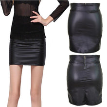 Load image into Gallery viewer, High Waist Pu Faux Leather Skirts Zipper Pencil Mini Skirt
