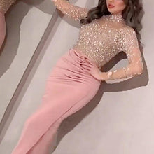 Load image into Gallery viewer, Retro Paillette Slit Wrinkle Evening Dress
